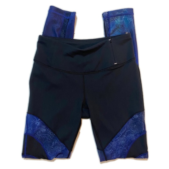 Calia Black Blue Floral Mesh Leggings Size Small - Picture 5 of 9